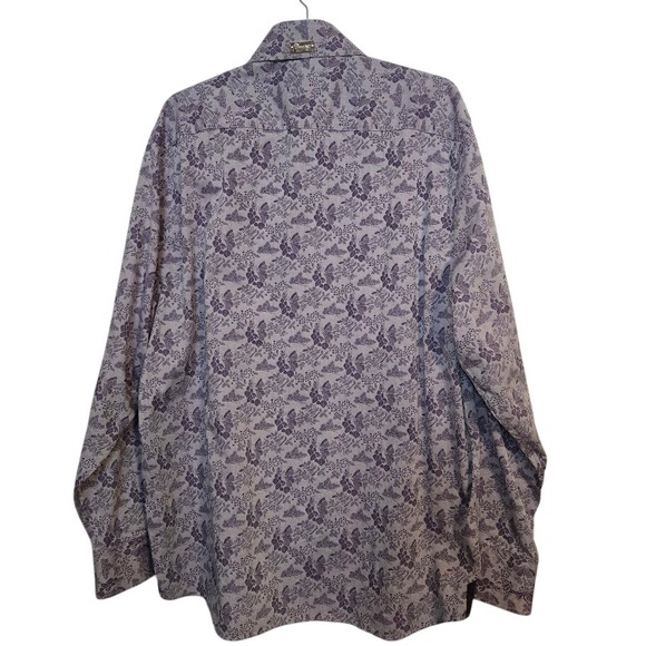 COOGI LUX Mens Purple Floral Long Sleeve Button Up Shirt Sz 3XL/19 - Picture 2 of 11